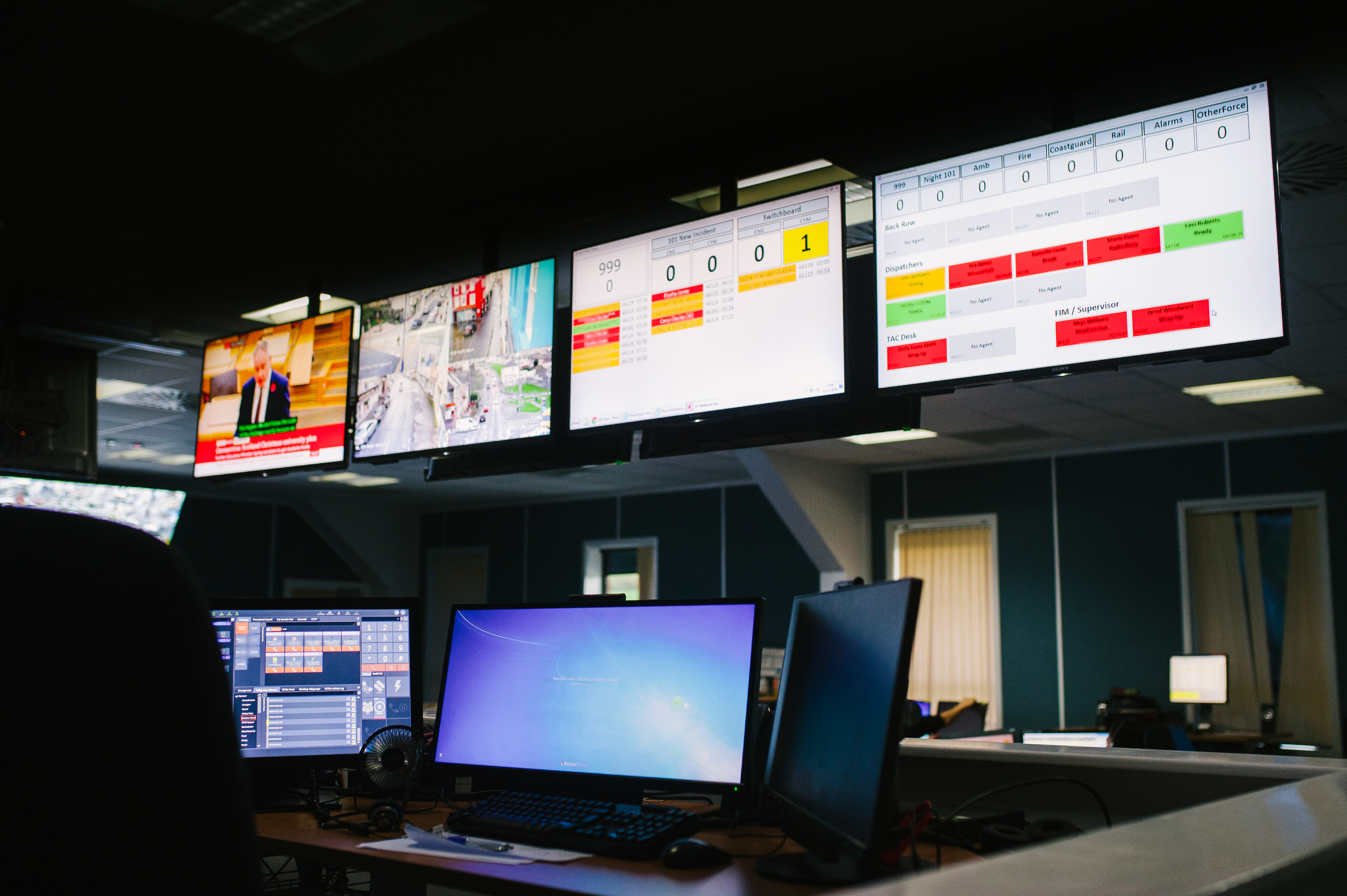 Dyfed-Powys Police control centre, where emergency calls are answered