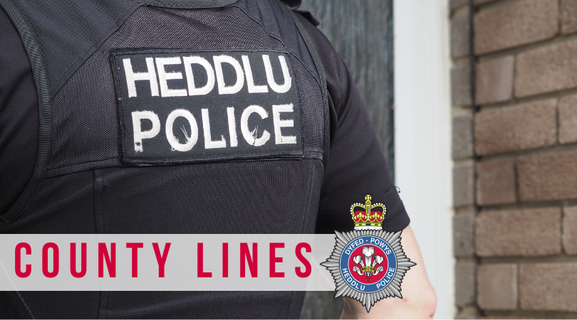An image of the back of an officer with the words 'county lines' overlayed