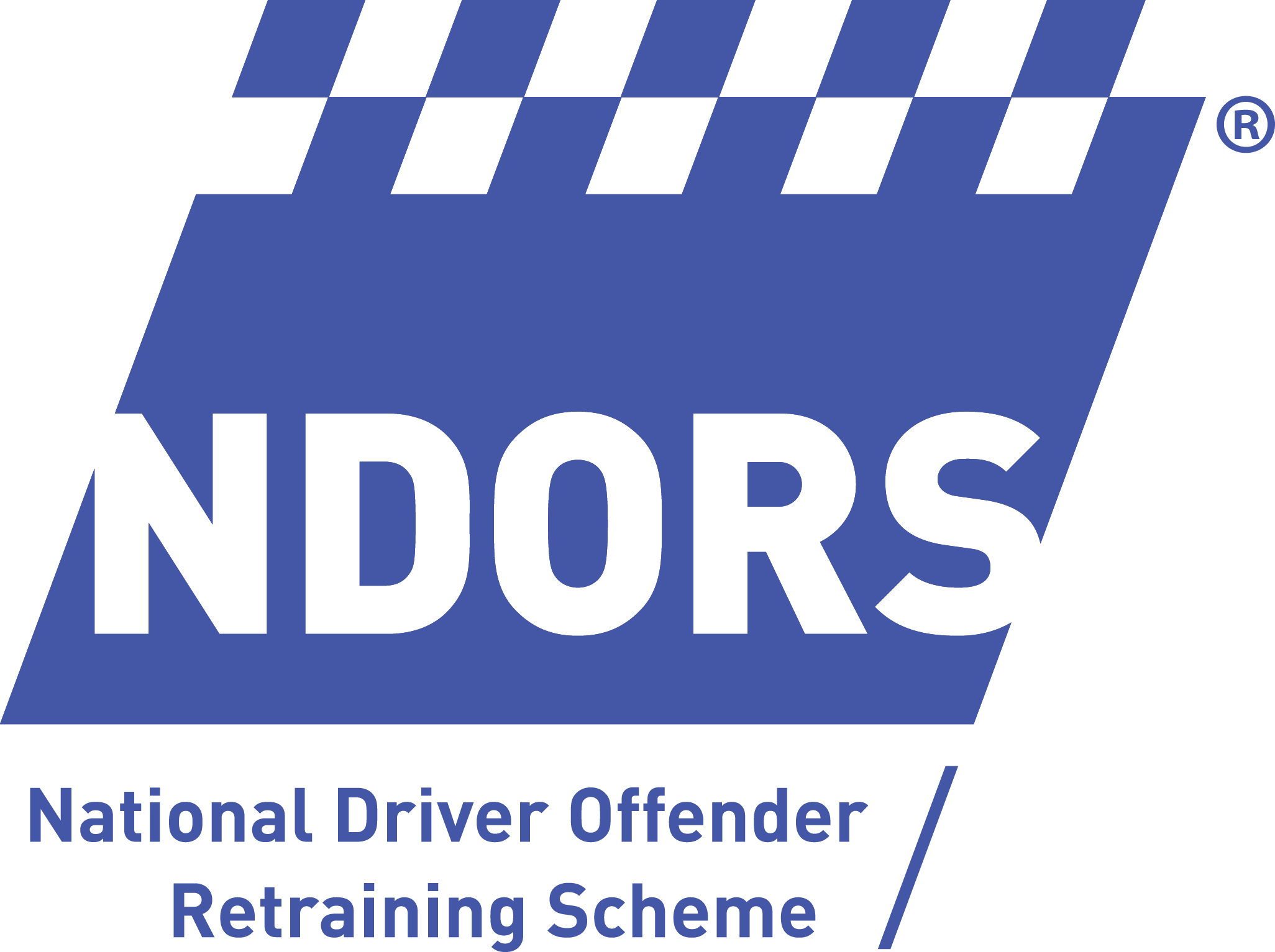Letters NDORS in white in middle of logo with the words of the abbreviation below in blue