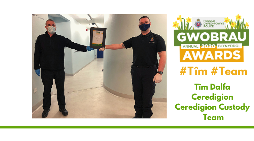 Dyfed-Powys Police’s 2020 Team of the Year winners, the Ceredigion Custody Team.  