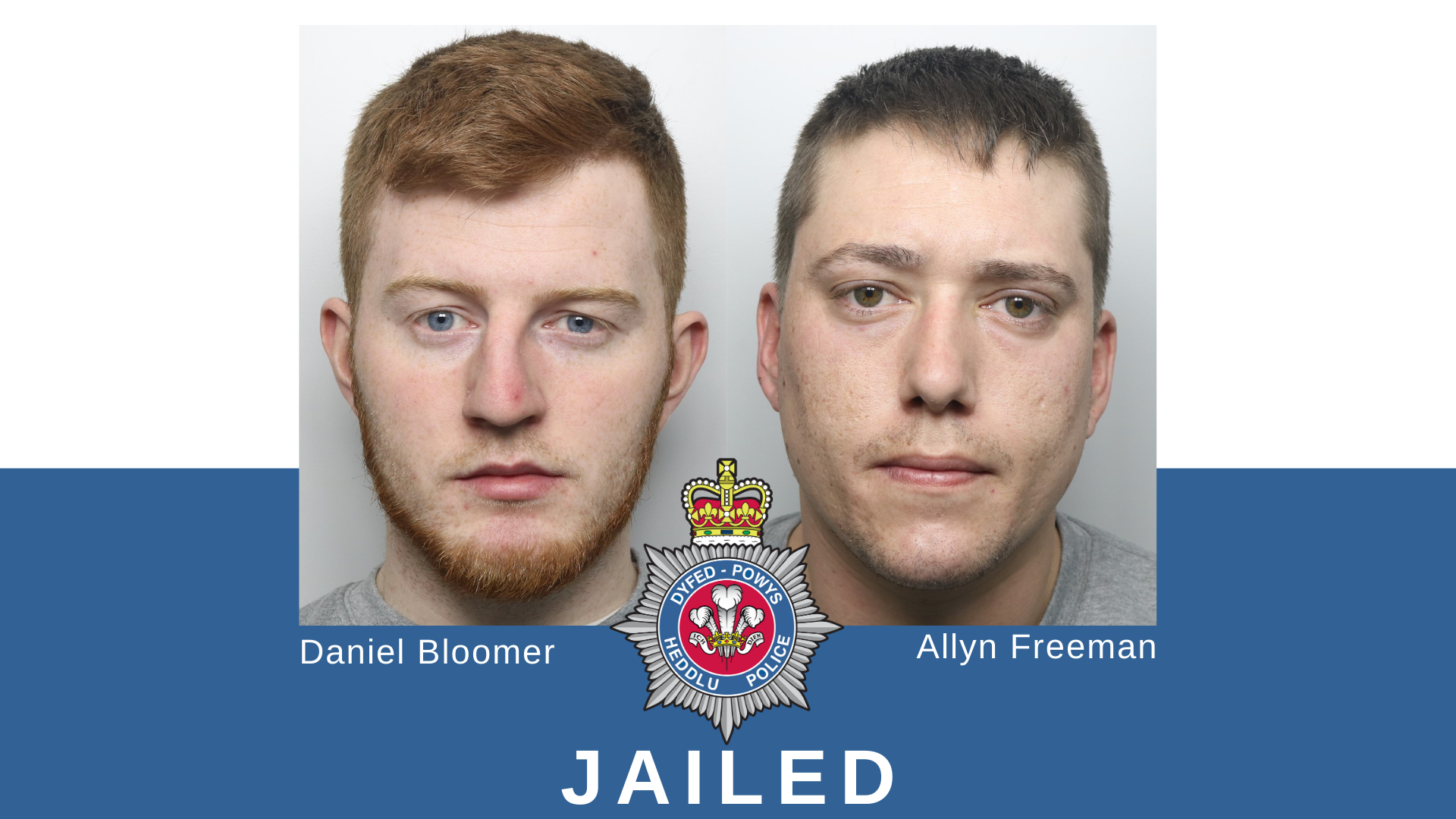 Custody pictures of Allyn Freeman and Daniel Bloomer, jailed today 