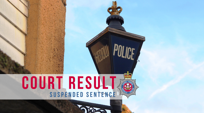 Police lamp, with the words Court Result, Suspended Sentence