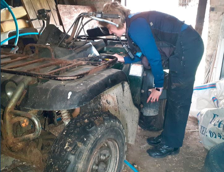PCSO Miranda Whateley marking farm equipment