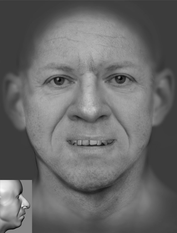 Digitised facial depiction of a man