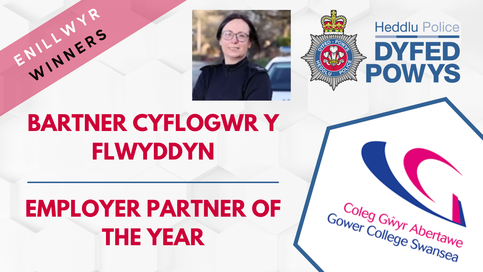 Y Cwnstabl Angela Williams, Cydlynydd Rhaglen Brentisiaeth Heddlu Dyfed-Powys 