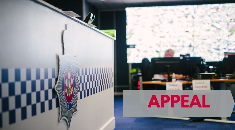 Force Contact Centre in background, and the word appeal on the right