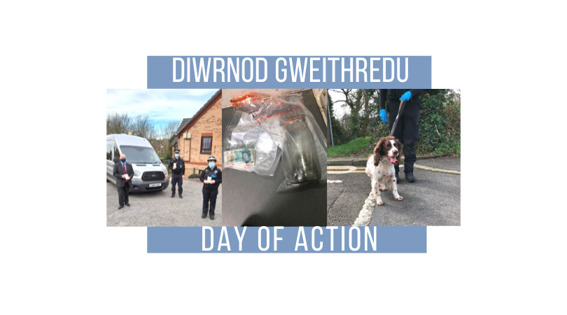 Chwilio saith tŷ am gyffuriau yn ystod diwrnod o weithredu yn Sir Gaerfyrddin