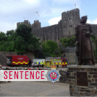 Emergency services responding to reports of an unidentified liquid found at Pembroke Castle