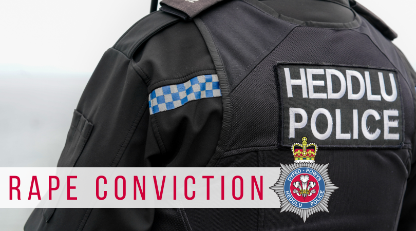 An image of the back of an officer with the word 'conviction' overlayed